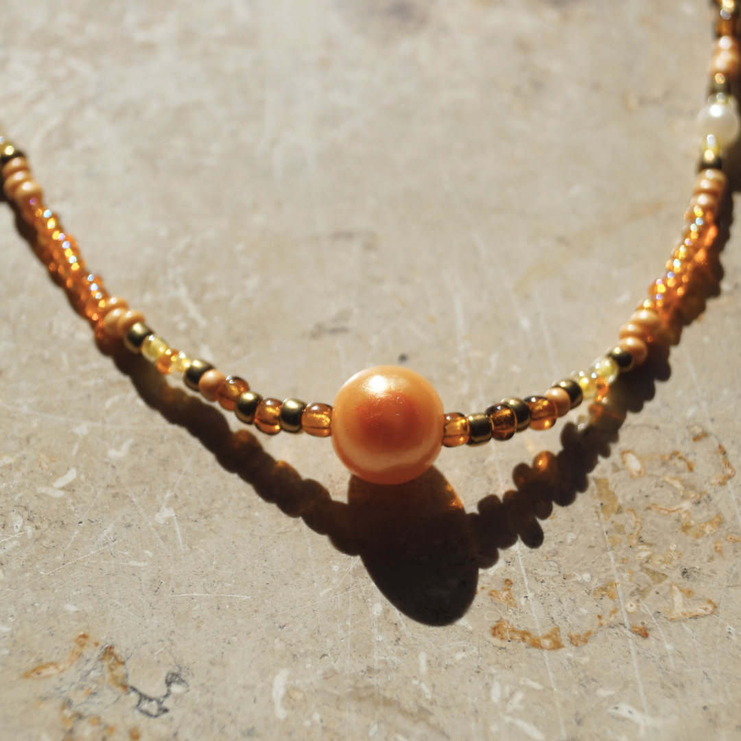 Honey Glow Beaded Necklace