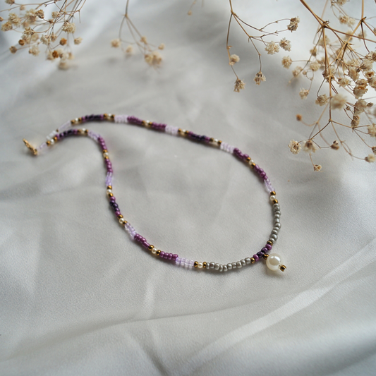 Iris Bloom Beaded Necklace